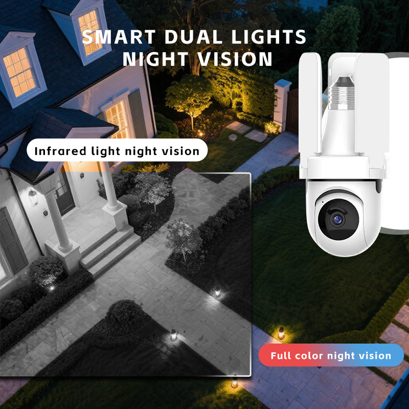 PTZ kamera za nadzor u obliku E27 žarulje, 3 MP, bežični unutarnji, horizontalno 355°, vertikalno 90°