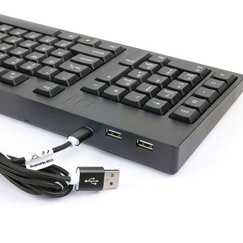 Balkezes vezetékes billentyűzet beépített két USB-hubbal, 109 billentyű, tenyér-támasz, ABS ház, háttérvilágítás nélkül