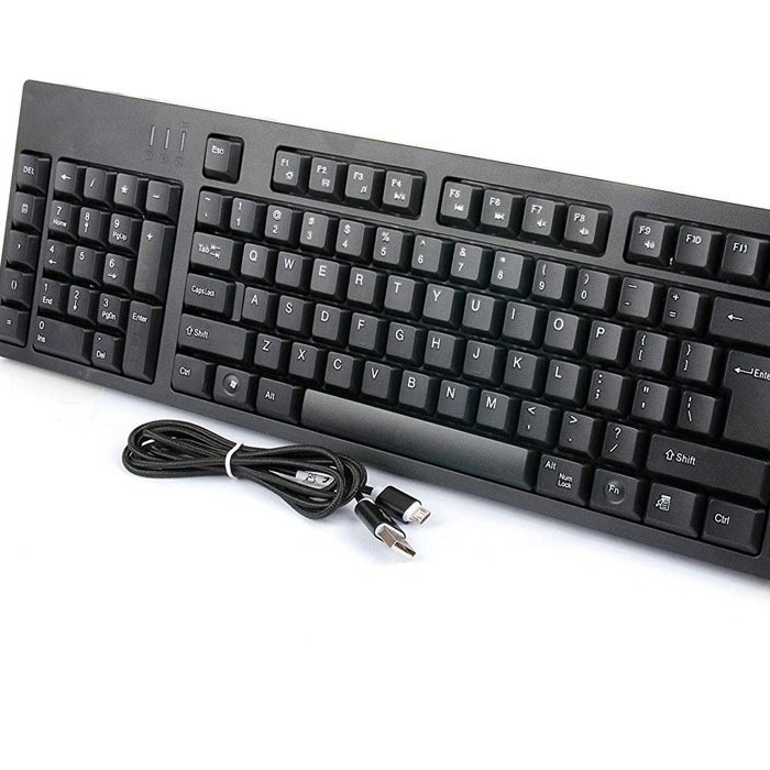 Balkezes vezetékes billentyűzet beépített két USB-hubbal, 109 billentyű, tenyér-támasz, ABS ház, háttérvilágítás nélkül