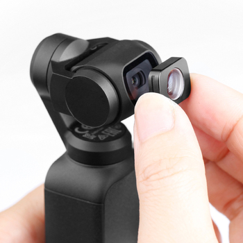 Lentilă fisheye macro cu unghi larg pentru DJI Pocket 2/3 Gimbal de mână, montură magnetică, aliaj de aluminiu, rotație orizontală/verticală de 90°, greutate 5 g