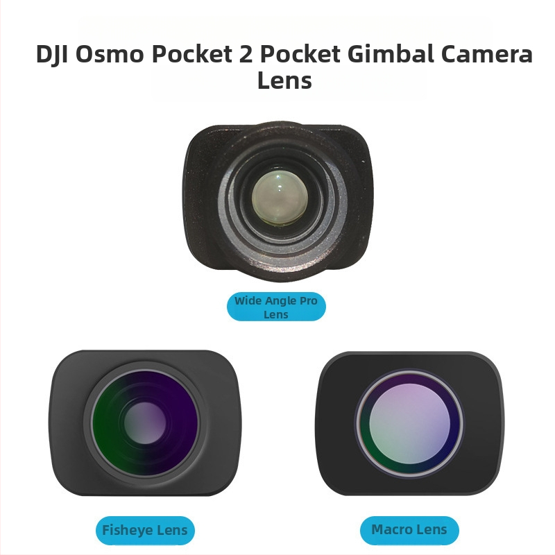 Širokouhlý makro fisheye objektív pre DJI Pocket 2/3 ručný gimbal, magnetické uchytenie, hliníková zliatina, 90° horizontálne a vertikálne otáčanie, hmotnosť 5 g