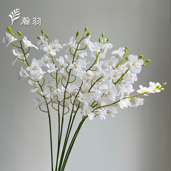 Τεχνητό άνθος ορχιδέας από μεταξωτό ύφασμα, μονή κλάδος - γάμος και διακόσμηση σπιτιού; τεχνικές: διαμόρφωση λουλουδιού, χύτευση με έγχυση, ημι-χειροποίητο και ημι-μηχανοποιημένο