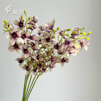 Τεχνητό άνθος ορχιδέας από μεταξωτό ύφασμα, μονή κλάδος - γάμος και διακόσμηση σπιτιού; τεχνικές: διαμόρφωση λουλουδιού, χύτευση με έγχυση, ημι-χειροποίητο και ημι-μηχανοποιημένο