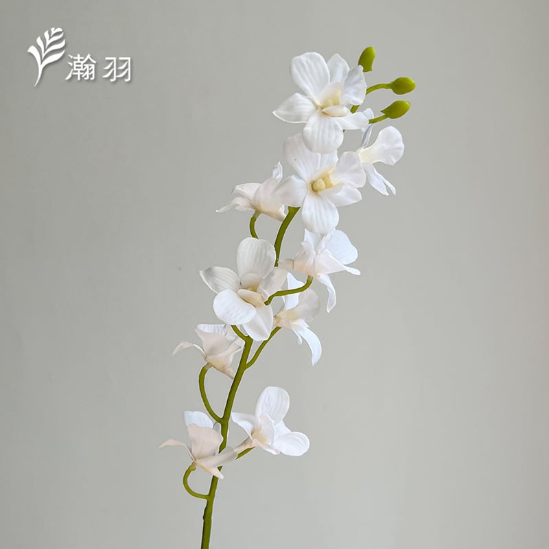 Τεχνητό άνθος ορχιδέας από μεταξωτό ύφασμα, μονή κλάδος - γάμος και διακόσμηση σπιτιού; τεχνικές: διαμόρφωση λουλουδιού, χύτευση με έγχυση, ημι-χειροποίητο και ημι-μηχανοποιημένο