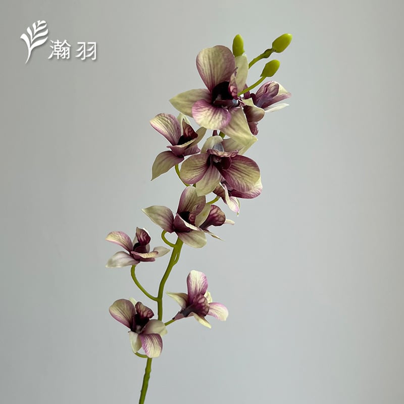 Τεχνητό άνθος ορχιδέας από μεταξωτό ύφασμα, μονή κλάδος - γάμος και διακόσμηση σπιτιού; τεχνικές: διαμόρφωση λουλουδιού, χύτευση με έγχυση, ημι-χειροποίητο και ημι-μηχανοποιημένο