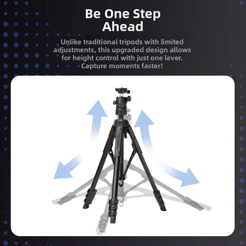 Kamerový statív s guľovou hlavou pre živé vysielanie – prenosný, 4-sekčný dizajn, nosnosť 2–5 kg, plast + kov, rýchlouzáverová doska
