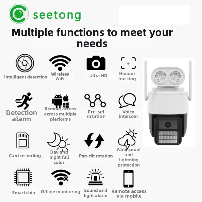 WiFi PTZ kamera s optickým zoomom pre vnútorné/vonkajšie použitie, minimálne osvetlenie 0,01 lx, napájanie 12V, teplotný rozsah -20°C až 55°C