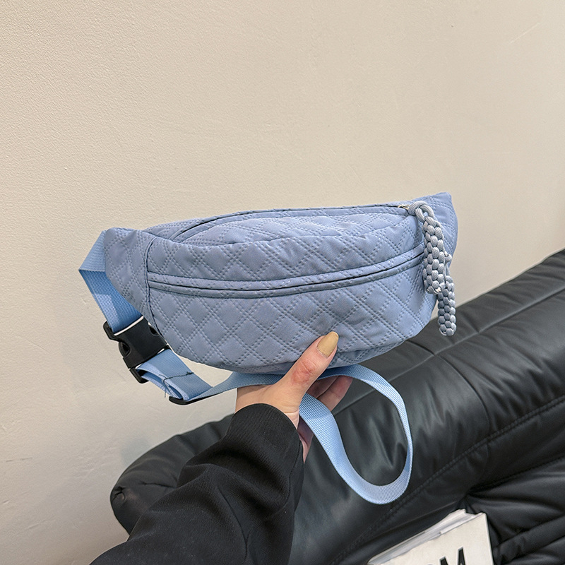 Női chest bag vászonból, cipzárral, vízszintes négyszög alakú, zseb a mobiltelefonhoz, egy vállpánt