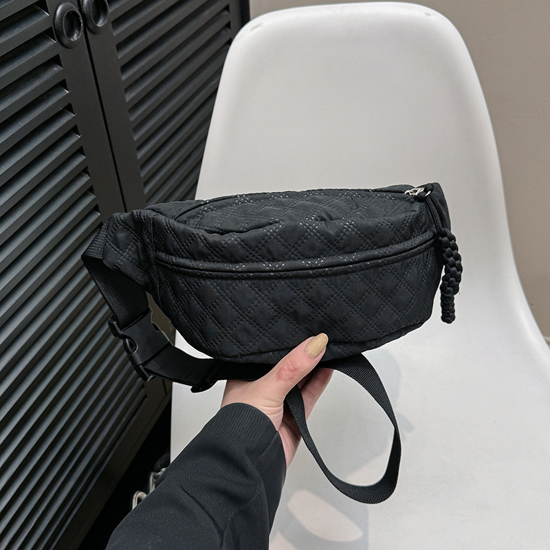 Női chest bag vászonból, cipzárral, vízszintes négyszög alakú, zseb a mobiltelefonhoz, egy vállpánt