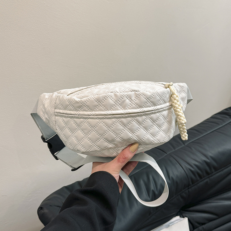 Női chest bag vászonból, cipzárral, vízszintes négyszög alakú, zseb a mobiltelefonhoz, egy vállpánt