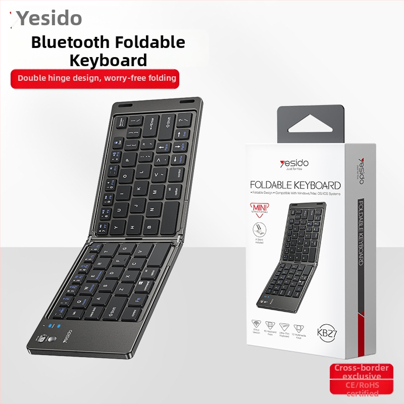 Yesido sklopiva Bluetooth tipkovnica, tiha, 87 tipki, bežična, univerzalna kompatibilnost