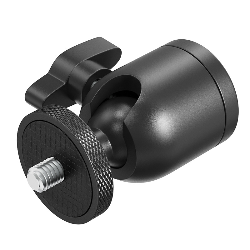 Sferni univerzalni mali pan-tilt stativ za fotografiju, projektor i livestream preko pametnog telefona — aluminijska legura, 360° horizontalno okretanje, 90° vertikalno nagnuće, pričvršćivanje gumbom, težina 114,5 g