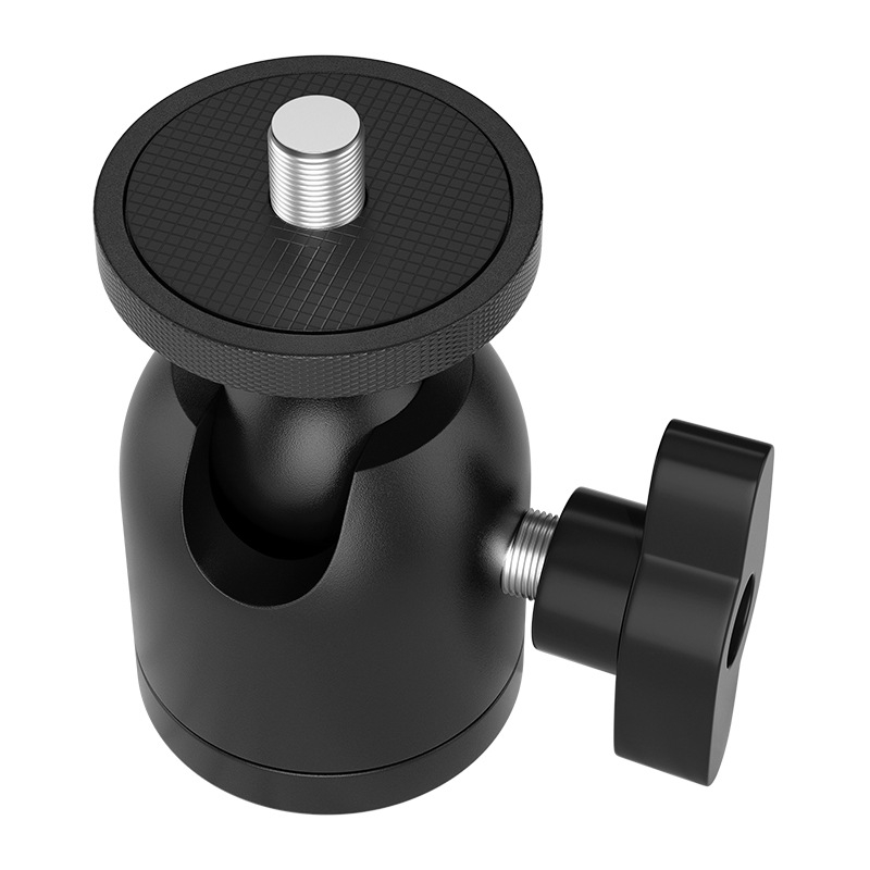 Sferni univerzalni mali pan-tilt stativ za fotografiju, projektor i livestream preko pametnog telefona — aluminijska legura, 360° horizontalno okretanje, 90° vertikalno nagnuće, pričvršćivanje gumbom, težina 114,5 g