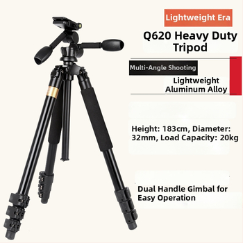 Trepied din aliaj de aluminiu cu cap 3D pan/tilt, 4 secțiuni, plăcuță de eliberare rapidă, sarcină 6–10 kg