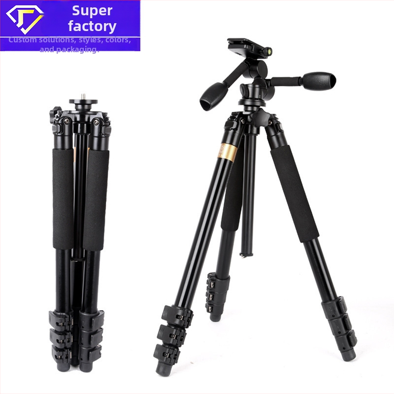 Trepied din aliaj de aluminiu cu cap 3D pan/tilt, 4 secțiuni, plăcuță de eliberare rapidă, sarcină 6–10 kg