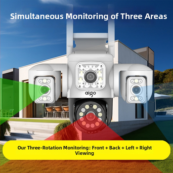 Kamera s tri leće 360° bežična, za unutarnju i vanjsku upotrebu, PTZ: vertikalni nagib 90°, horizontalni 355°, brzina pan 355°/s, ABS kućište, zidna montaža
