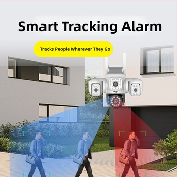 Kamera s tri leće 360° bežična, za unutarnju i vanjsku upotrebu, PTZ: vertikalni nagib 90°, horizontalni 355°, brzina pan 355°/s, ABS kućište, zidna montaža