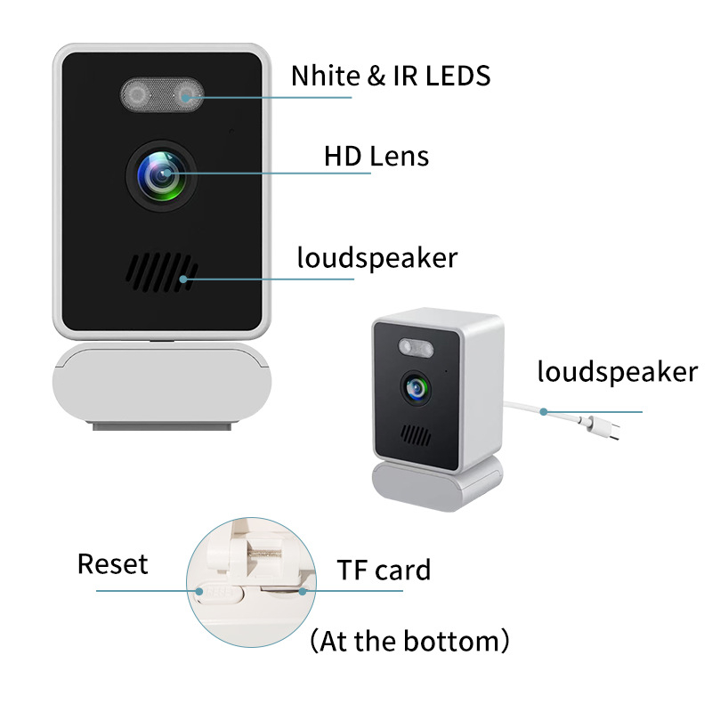 Bežična unutarnja PTZ sigurnosna kamera Shenzhen, 360° horizontalna i 90° vertikalna rotacija, model T37, ABS plastika, 2-kanalni sustav
