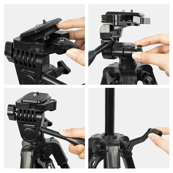 Tripod pentru telefonul mobil cu cap 3D pentru streaming live (3 secțiuni, aliaj de aluminiu, încărcare 2-5 kg)