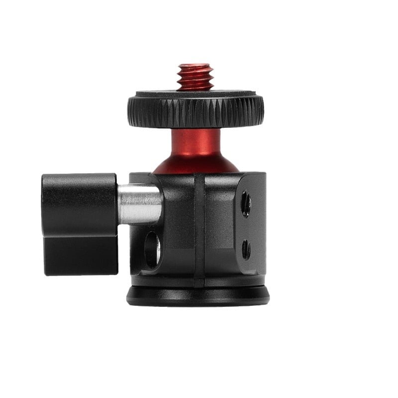 Mini metalna kuglasta glava za telefone s 360° horizontalnom rotacijom, 1/4-inch navrtak, masa 35 g, kompatibilno s mobitelima, svjetlom i akcijskim kamerama