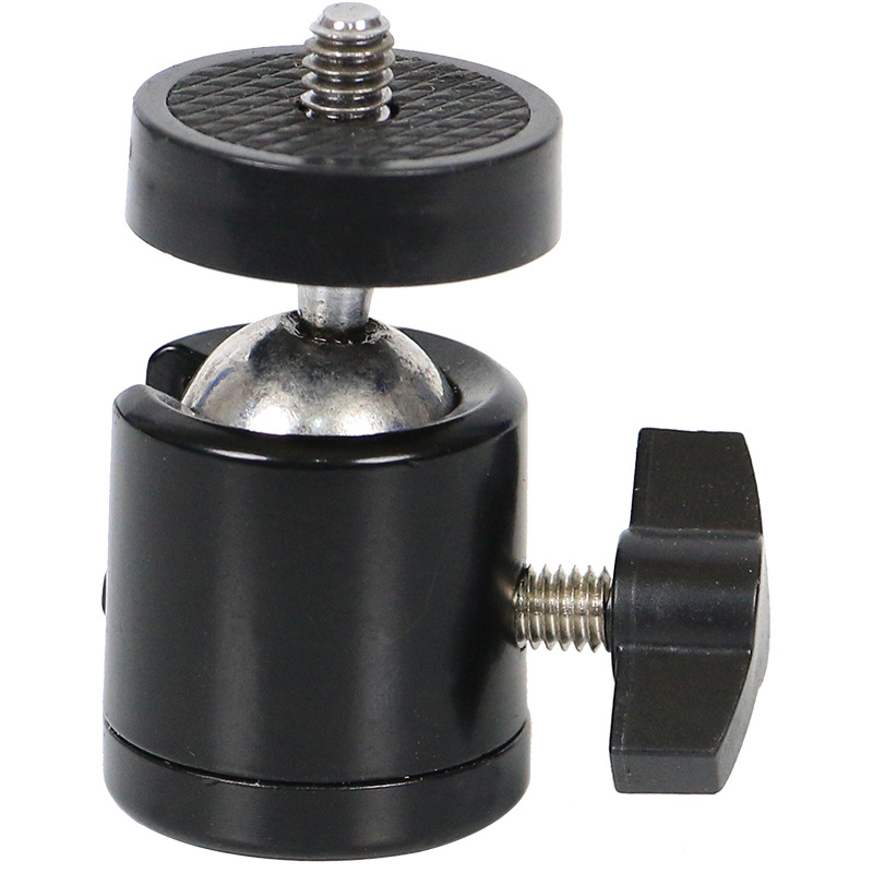 Metalni pan-tilt nosač za rasvjetu i mobitel, 360° rotacija, 75 g, vijčano sučelje, aluminijska legura + plastika