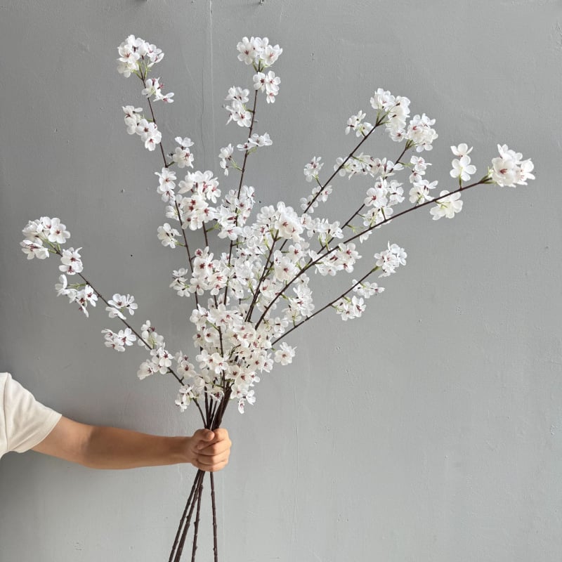 Yunxi Κλάδος Τεχνητών Λουλουδιών – Μακρύς όρθιος κλάδος κερασιού, μεταξωτό και πλαστικό, Zen εμπνευσμένη διακόσμηση γαμήλιας αίθουσας, αξεσουάρ φωτογράφισης