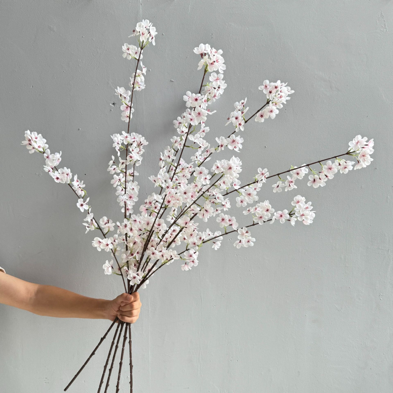 Yunxi Κλάδος Τεχνητών Λουλουδιών – Μακρύς όρθιος κλάδος κερασιού, μεταξωτό και πλαστικό, Zen εμπνευσμένη διακόσμηση γαμήλιας αίθουσας, αξεσουάρ φωτογράφισης