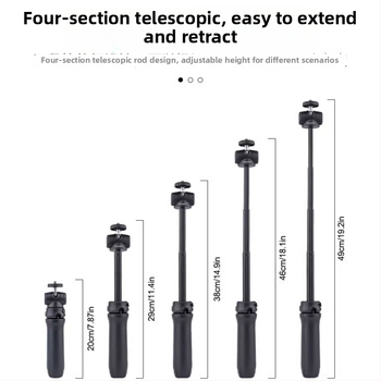 ZP-03 ABS trepied de birou cu cap ball head, 4 secțiuni, capacitate de încărcare 1.5 kg, compact pentru fotografii și streaming