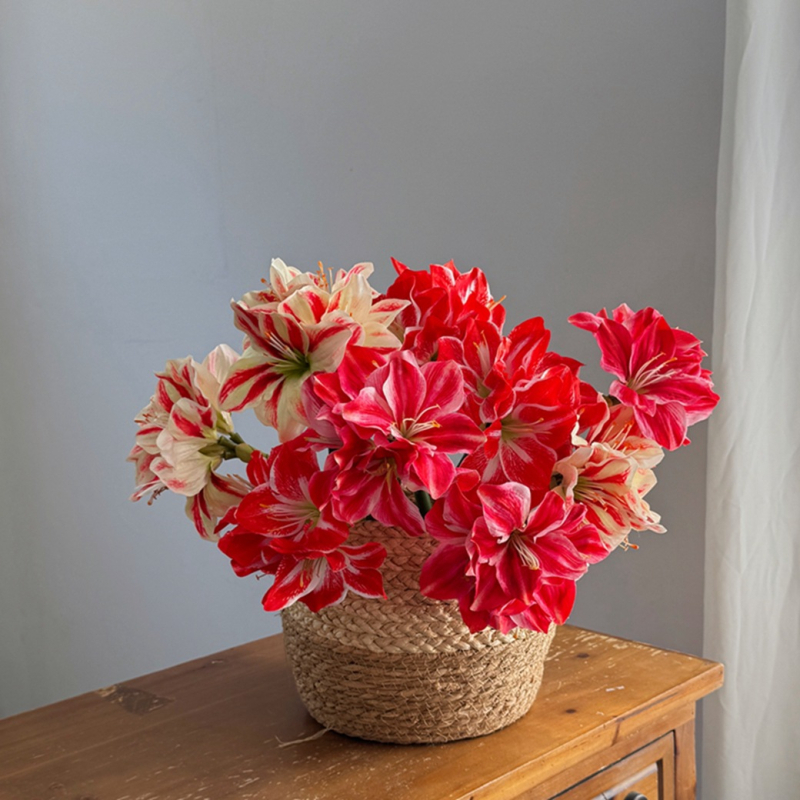 Floare artificială din mătase Amaryllis și Clivia, tulpină simplă, design embossat, varietate 1326527568, pentru nunți, exterior, recuzită pentru fotografie și decor de casă