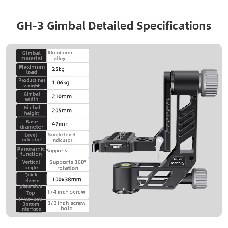 SLR kamera kantilever PTZ držiak pre panoramatickú fotografiu, 360° horizontálne otáčanie, hliníková zliatina, 1,04 kg