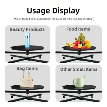 Plošina na fotenie predmetov s 360° otáčaním, skladacia, nastaviteľný uhol, materiál hliníková zliatina/drevo, hmotnosť 6,13 kg
