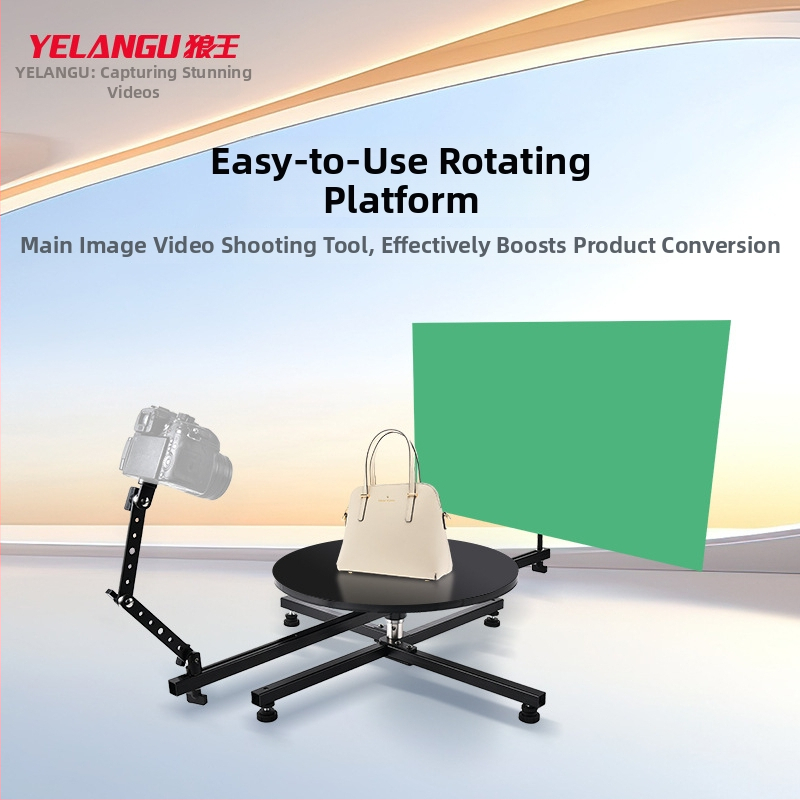 Plošina na fotenie predmetov s 360° otáčaním, skladacia, nastaviteľný uhol, materiál hliníková zliatina/drevo, hmotnosť 6,13 kg