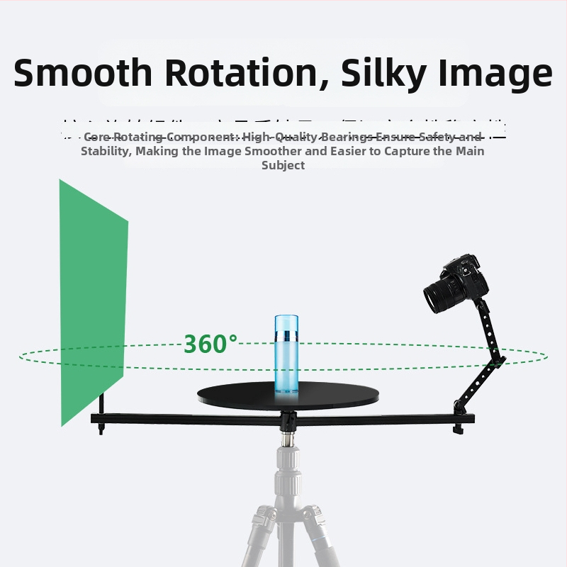 Plošina na fotenie predmetov s 360° otáčaním, skladacia, nastaviteľný uhol, materiál hliníková zliatina/drevo, hmotnosť 6,13 kg