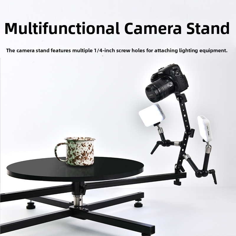 Plošina na fotenie predmetov s 360° otáčaním, skladacia, nastaviteľný uhol, materiál hliníková zliatina/drevo, hmotnosť 6,13 kg