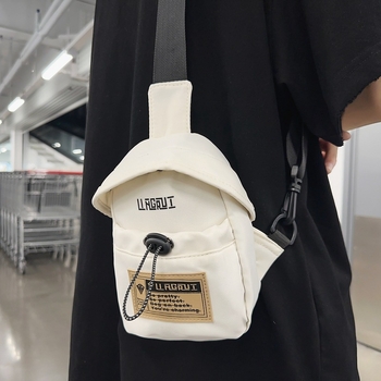 Geantă de piept din nylon, formă verticală pătrată, fermoar, buzunar intern pentru telefon, curea de umăr simplă, pentru utilizare zilnică