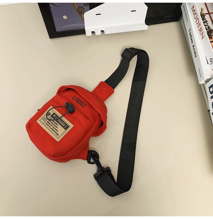 Geantă de piept din nylon, formă verticală pătrată, fermoar, buzunar intern pentru telefon, curea de umăr simplă, pentru utilizare zilnică