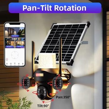 Āra LED saules paneļa sienas gaisma ar novērošanas kameru, horizontālā pagriešana 325°, vertikālā 90°, 5V DC, uz sienas piestiprināšana