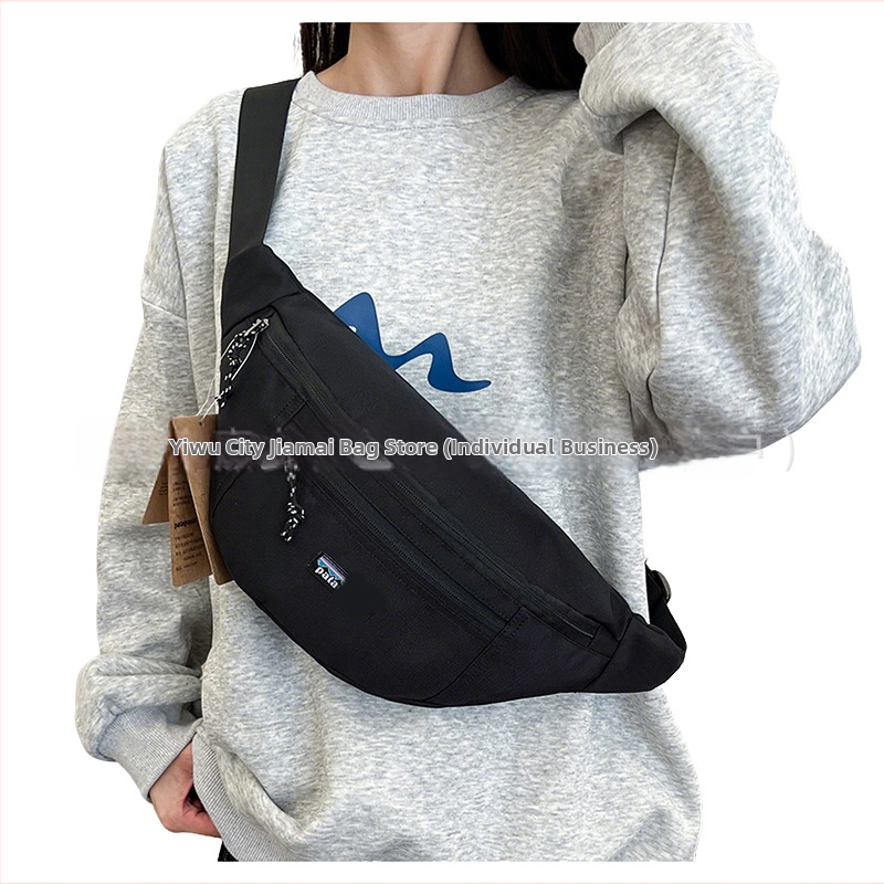 Geantă crossbody din nylon, în formă de dumpling, stil street, închidere cu fermoar, material moale, buzunar interior cu fermoar și buzunar pentru telefon