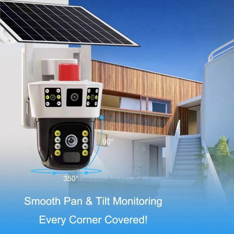 Cameră de supraveghere solară pentru exterior, HD, 4G și PTZ