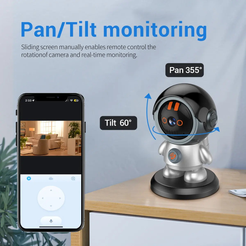 Domáca WiFi kamera s A5 robotom na domáce monitorovanie, 3MP HD, volanie jedným tlačidlom, vnútorné použitie, 5V napájanie, 0.02 lx