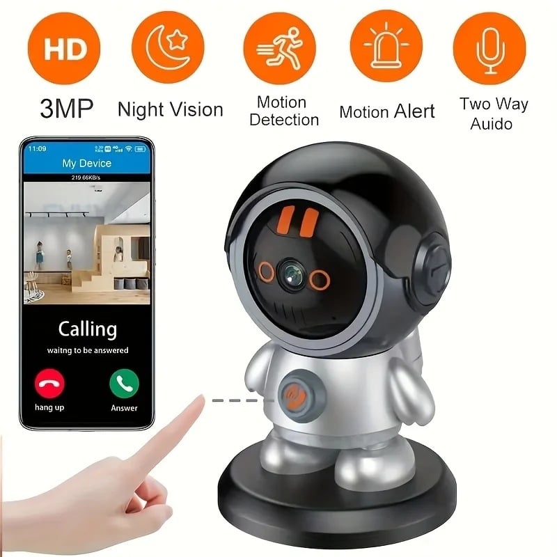 Domáca WiFi kamera s A5 robotom na domáce monitorovanie, 3MP HD, volanie jedným tlačidlom, vnútorné použitie, 5V napájanie, 0.02 lx