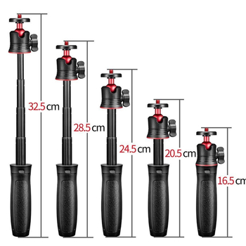 Tripod pentru telefon cu clips pentru telefon și priză rece, montaj universal E-clip, 3 secțiuni din aluminiu, sarcină 2-5 kg, greutate 250 g