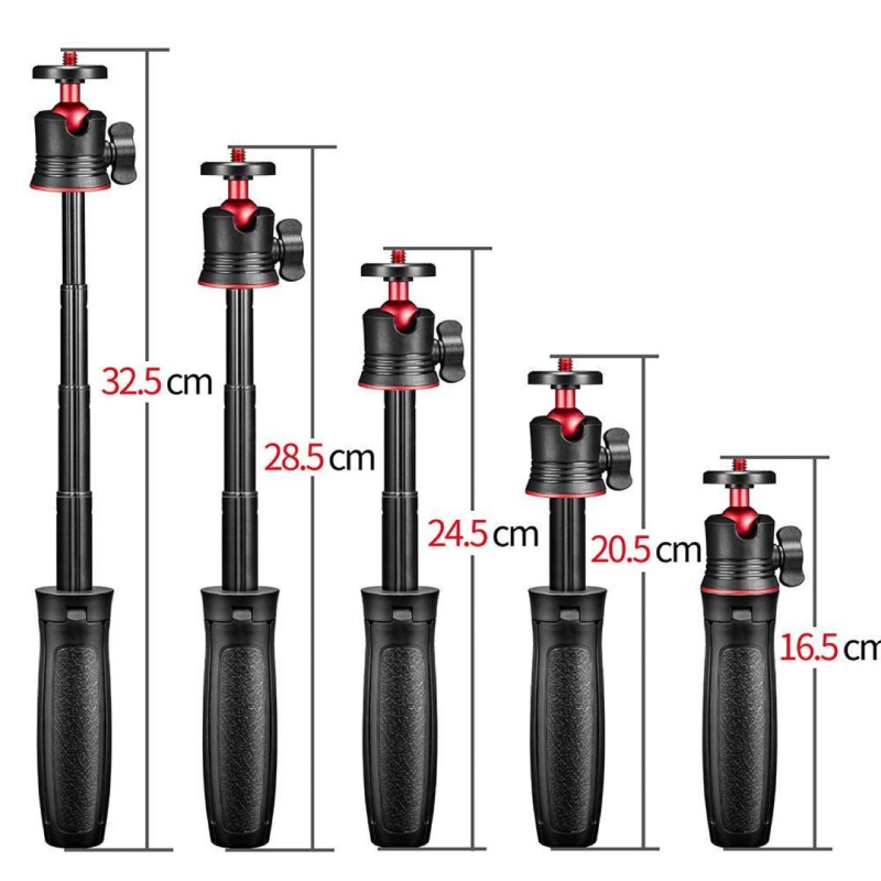 Tripod pentru telefon cu clips pentru telefon și priză rece, montaj universal E-clip, 3 secțiuni din aluminiu, sarcină 2-5 kg, greutate 250 g