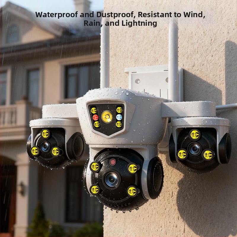 Cameră de supraveghere cu platformă cloud, obiective tri- și cvadruple, 12MP, 0,002 lux, DC12V, -20–60°C, interior/exterior