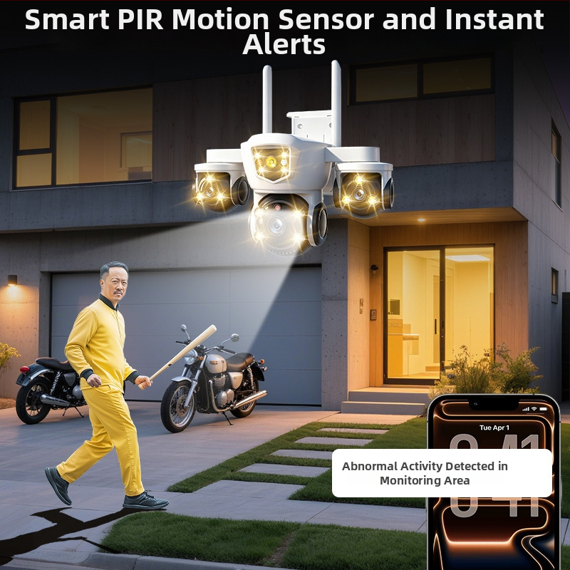 Cameră de supraveghere cu platformă cloud, obiective tri- și cvadruple, 12MP, 0,002 lux, DC12V, -20–60°C, interior/exterior