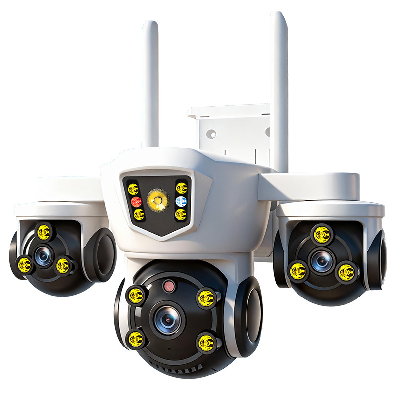 Cameră de supraveghere cu platformă cloud, obiective tri- și cvadruple, 12MP, 0,002 lux, DC12V, -20–60°C, interior/exterior