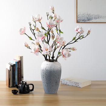 Floare artificială Magnolia, imprimare 3D, pictată și embosată, PVC moale, Magnolia varietate, decor interior