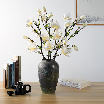 Floare artificială Magnolia, imprimare 3D, pictată și embosată, PVC moale, Magnolia varietate, decor interior