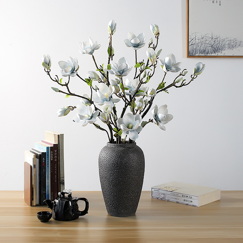 Floare artificială Magnolia, imprimare 3D, pictată și embosată, PVC moale, Magnolia varietate, decor interior