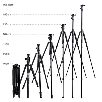 ZoMei trepied Z-888 din aliaj de aluminiu-magneziu, placă de eliberare rapidă, încărcătură maximă 18 kg, înălțime maximă 159 cm